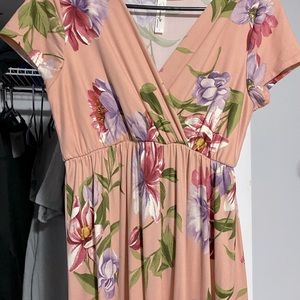 Long blush floral maternity maxi dress from zulily